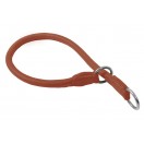 Ace Comfy Soft Best Rolled Italian Leather Slip/Check Dog Collar :: TAN ::